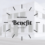 white background with picture of white building, black font that says program benefit