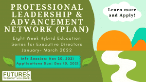 green background with white font saying professional leadership & advancement network plan