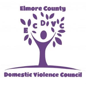 Elmore County DV Council logo purple person with arms like a tree