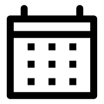a black & white icon of a calendar