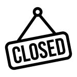 a black & white icon of a closed sign